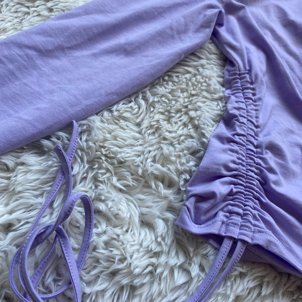 Purple Side Scrunch Long Sleeve Tee